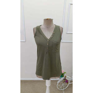Blusa de viscosa con tirantes y botones frontales para mujer, 34387 - Caqui - Product Image 5