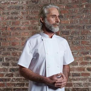 Venta al por mayor Chef abrigo chaqueta de manga corta cocina duradero trabajo uniforme Color sólido impermeable restaurante Chef Chaqueta de algodón - Product Image 4