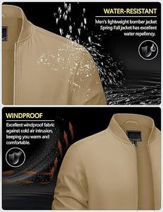 Chaqueta de bombardero de moda para hombre Chaquetas cortavientos de pista ligera Abrigo a prueba de viento de golf al aire libre - Product Image 6