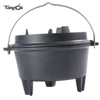 Source-Foundry 6QT Cocotte en fonte pré-culottée, poêle à frire réversible multifonction avec couvercle pour pique-nique en extérieur, braisage et cuisson