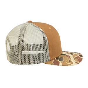Venta al por mayor Camel Camouflage Trucker Hat 6 Panel Structured Caps Bordado Logo Patch On Front Tag On Snapback Closure Hombres Mujeres - Product Image 4