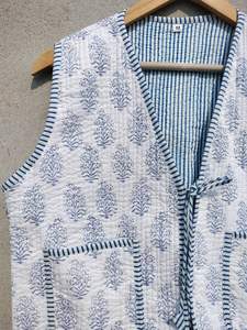 Veste courte sans manches de style bohème unisexe en coton tissé manteau d'hiver imprimé à la main vêtements d'extérieur décontractés pour hommes et femmes - Product Image 4