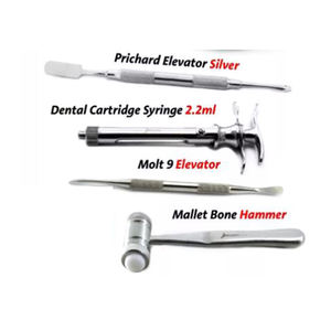 Kit de tissus pour implants dentaires chirurgicaux, ostéotome Castroviejo, marteau, ciseaux, manche de scalpel Molt, ciseaux Goldman par SurgiRight - Product Image 3