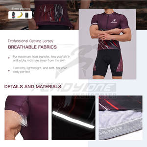 ชุดเสื้อขี่จักรยานและกางเกงขาสั้นมีสีสดใสและวัสดุระบายอากาศได้ดีอ่อนนุ่มพร้อมแผ่นเจล - Product Image 4