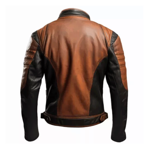 Men's Genuine Leather Motorcycle <b>Biker</b> <b>Jacket</b> With Armoured CE Protected Racing Brown Leather Motorbike <b>Jacket</b> For Men - Product Image 2
