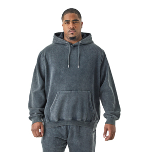 Personalizado 100% algodón polar Vintage Drop Shoulder Oversize Pullover Hoodie invierno a prueba de viento transpirable sudaderas con capucha de los hombres - Product Image 5