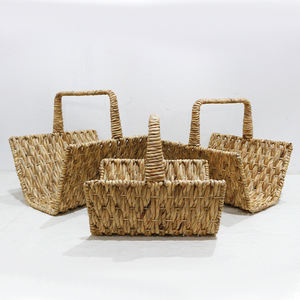Artex Dong Thap Water Hyacinth Firewood <b>Basket</b> Handled <b>Log</b> Carrier Holder Set - Product Image 4