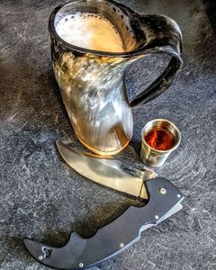 DRIVEN POLISHED FAIT À LA MAIN VIKING BOIRE CORNE BIÈRE STEIN Tasse à corne à boire Viking Tasse à corne à boire Tasse à café - Product Image 5