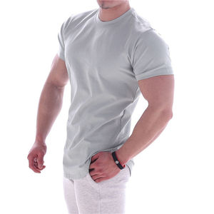 T-shirts d'entraînement col rond manches courtes Muscle Fitness hommes Gym t-shirts ajusté coton Polyester hommes t-shirts - Product Image 4