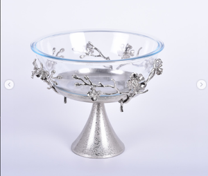 จานน๊อตโลหะสีเงินและแก้วลายดอกไม้ชามสำหรับเค้กและคุกกี้ชามผลไม้และจานที่ให้บริการถาดชามชั้นวาง - Product Image 3