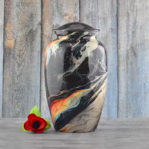 Urne funéraire en métal attrayante Unique Jésus Angle oiseau imprimé autocollant classique fini adulte cendres humaines stockage urnes funéraires - Product Image 6