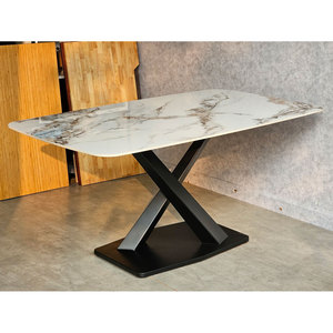 Mesa de Comedor Rectangular Moderna de 160x90cm con Tablero de Cerámica de Alta Calidad y Patas de Hierro, Ensamblada y Extensible BA68177 - Product Image 4