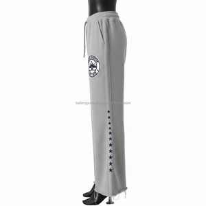 <b>Women</b> Flared <b>Sweat</b> <b>pant</b> 320GSM Soft Fleece Cotton Grey Stylish Side Panel Stars Custom Embroidered Logo Design <b>Women</b> Flare <b>Pants</b> - Product Image 3