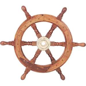 Vente chaude Antique Personnalisé Bois Rouge Nautique Décoration Murale Roue de Navire Art Mural Moderne avec Design Sculpté de l'Exportateur Indien - Product Image 6
