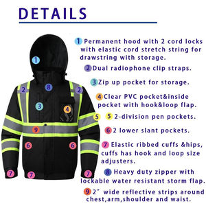 Vestes de sécurité de travail détachables à manches longues par temps froid d'hiver OEM Vestes de sécurité fabriquées au Pakistan - Product Image 2