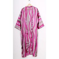 Robes décontractées élégantes vintage en soie 100% douce pour femmes, robes de nuit kimono à imprimé floral respirant pour adultes, col en V, été