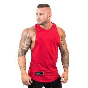 Camiseta sin mangas de algodón negra para hombre, cuello redondo, color sólido, informal, con logo tejido en el bajo. - Product Image 2