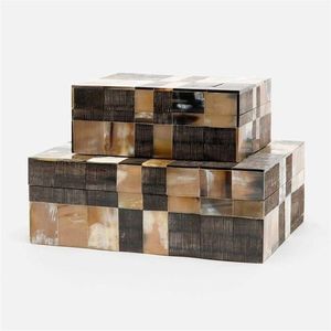 กล่องเครื่องประดับฮอร์นและกระดูกทำงานขัดด้านเรขาคณิตสีดำและสีเบจฝังฝังฝังกระดูกสำหรับงานตกแต่งในราคาโรงงานอเนกประสงค์ - Product Image 2