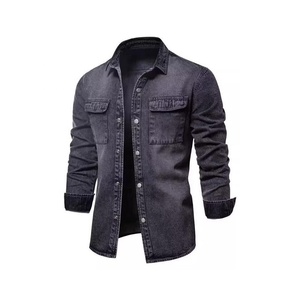 <b>Men</b> Denim Shirt <b>Jacket</b> Cotton <b>Utility</b> Over Shirt Button Down Casual Workwear Layering Shirt Oem Custom Wholesale Supplier <b>Jacket</b> - Product Image 5