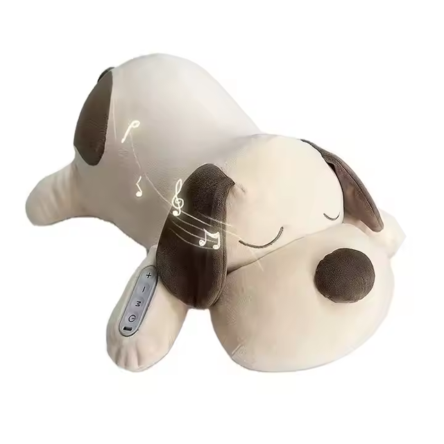 2025 New Smart Puppy Sleep Aid Pillow with White Noise Machine Bluetooth APP Control - Heating Pad Breath Mimic for Kids Bedtime