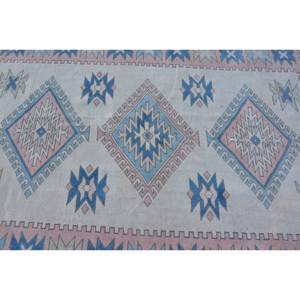 พรมถักสไตล์ตุรกีโบราณขนาด5.3x7.6ฟุตผ้าสีเบจแบบเย็บปะติดปะต่อกันทำด้วยมือแบนเรียบลาเท็กซ์สำรองสำหรับโถงทางเดินสี่เหลี่ยมผืนผ้าพื้นที่ - Product Image 5