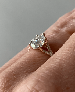 Oro amarillo sólido 1,55 CTW corte de pera anillo de compromiso racimo único Moissanite VVS2 boda blanca diamante VVS2 anillo de boda - Product Image 5