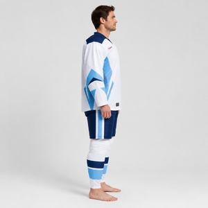 Uniforme de hockey sur glace de haute qualité, uniforme de hockey sur glace personnalisé, maillot et pantalon imprimés, vêtements de sport en polyester, construction respirante - Product Image 4