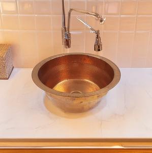 Handmade Hammered Copper Bathroom Sink Round Drop-In <b>Wash</b> <b>Basin</b> with Polished Rim For Vanity Tops & Contractors OEM. - Product Image 2