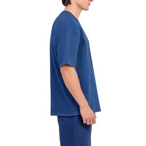 Shoulder Factory Sale New Design Plain <b>Denim</b> <b>Material</b> Plus Size Neck Streetwear Fashion T-Shirt Men's Wear Quick Dry Breathable - Product Image 2