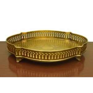 Bandeja de servicio de latón auténtico con bordes bellamente detallados hechos para la presentación artística de dulces, bebidas o regalos - Product Image 1