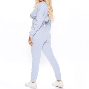 ชุดเซ็ตเสื้อฮู้ดและกางเกงขายาวทรงกว้างสำหรับผู้หญิง ผ้าฝ้าย 100% พิมพ์ลายตามสั่ง สำหรับฤดูใบไม้ร่วงและฤดูหนาว - Product Image 4