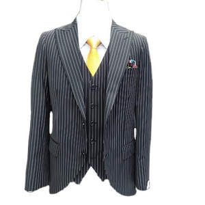 Bespoke Men's Single-Breasted Wool Tuxedo <b>Jacket</b> Set Business <b>Suits</b>-XL Zipper Fly Half Flat Nonwoven Polyester Pleated - Product Image 1