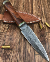 Vente en gros Personnalisé Qualité supérieure OEM ODM Service Nouveauté Lames PRESTIGE Couteau de chasse en acier Damas Manche en bois