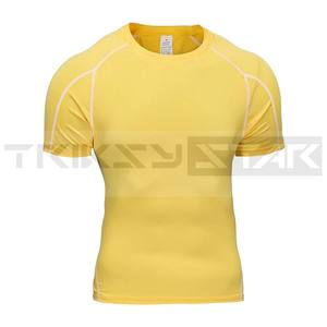 Compression hommes été Sport T-Shirt 100% coton séchage rapide respirant élastique vêtements de sport pour courir Gym entraînement - Product Image 4