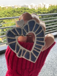 Colgante Romántico de Plata de Ley 925 con Forma de Corazón y Diamantes de Moissanita Azul para Hombre y Mujer, Regalo - Product Image 3