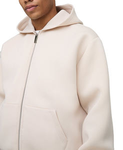 Vente en gros de sweats à capuche en molleton 100% coton de haute qualité, couleur beige unie, avec logo personnalisé, pour hommes, écologiques, décontractés pour l'hiver - Product Image 3