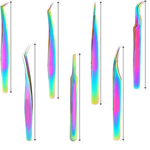 Pinzas de extensión de pestañas recubiertas de titanio multicolor Pinzas de pestañas profesionales al por mayor Pinzas personalizadas de etiqueta privada - Product Image 3