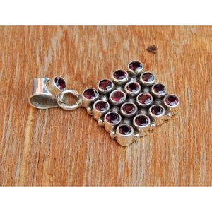 925 argent Sterling naturel grenat pendentif janvier pierre de naissance pendentif carré bijoux en or faits à la main numéro Unique motif cadeau - Product Image 5