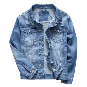 Vestes en jean taille plus à la mode pour hommes avec logo imprimé personnalisé avec poches veste en jean pour hommes High Street - Product Image 1