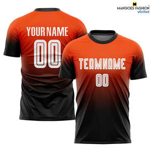 Uniforme de Fútbol Personalizado Sublimado en Degradado Naranja, Blanco y Negro, Diseño de Moda para Adultos, Diseña Tu Propio Logotipo, Uniforme de Fútbol en Venta - Product Image 4