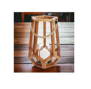 现代设计派对婚礼餐厅创意木制烛台灯笼架和锥形罐子