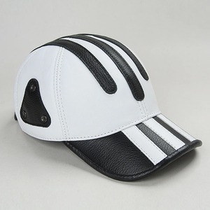 Gorra de Golf de cuero genuino para hombre, gorra de béisbol de retazos blanca y negra informal para exteriores, gorra de camionero elegante con lengua de pato fina para hombre - Product Image 1