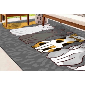 พรมลายแมวแบบนามธรรม: ดีไซน์สัตว์ทันสมัย, เหมาะสำหรับสัตว์เลี้ยง, พรมพิมพ์ลาย, พรมนุ่มแบบไม่ทอ - Product Image 4