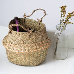Handwoven Natural Woven Seagrass <b>Blanket</b> Storage <b>Basket</b> With Handle <b>For</b> Home Decor And Kitchen <b>Basket</b> - Product Image 3