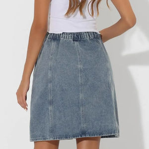 กระโปรงสั้นผู้หญิง ผ้าฝ้ายผสมเดนิม ยืดหยุ่นได้ดีเยี่ยม พร้อมกระบวนการย้อมสีครามแบบดั้งเดิม นี้คือกระโปรงสั้นลำลอง - Product Image 2