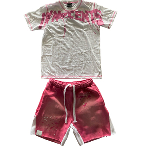 Custom Logo Acid Wash Fabrics Black Crop Top Acid Wash T Shirt Sleeveless and <b>Shorts</b> Acid Wash Sweatsuit - Product Image 3