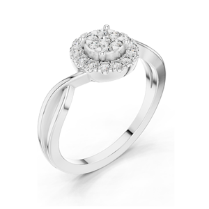 แหวนเพชรคลัสเตอร์ 0.282 กะรัต สำหรับผู้หญิง ความใส VVS-VS EF ทอง 18KT, 14KT, 10KT และเงิน 925  ทองชมพู, ทองเหลือง, ทองขาว - Product Image 6