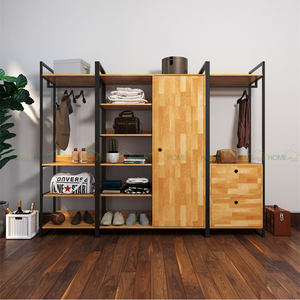 Sistema de Armario Independiente Minimalista 280x50x200cm de Madera de Caucho con Función Plegable para Hogar, Apartamento, Dormitorio TQA68010 - Product Image 2