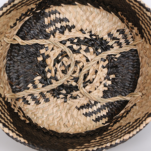 ตะกร้าสานใส่ของตกแต่งสำหรับจัดเก็บเสื้อผ้าตะกร้าหน้าท้องลายไม้กางเขนสีดำทำด้วยมือ - Product Image 6