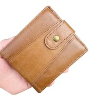 Dompet kulit asli model Vintage untuk pria, dompet pria kulit asli, dompet tempat kartu kredit, dompet uang pria